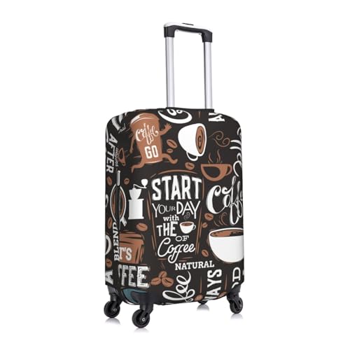 Dark Brown Coffee Cup print Luggage Cover Elastic Suitcase Covers for Protector Suitcase Sleeve for Luggage 18-32 In3