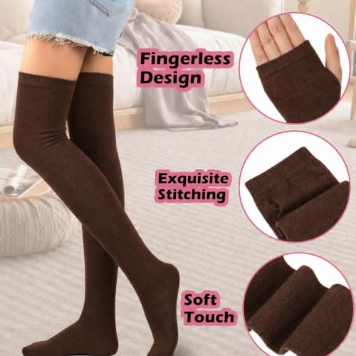 Image of Black and White Striped Arm Leg Warmers Sleeves Set Rainbow Socks Knee High Fingerless Gloves Hand Thigh Warm