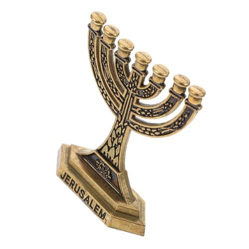 Cabilock Holy Grail Ornament Menorah 7 Branch 7-Branch Candle Holder 7 Branch Menorah Candle Holder Candelabra Candle Stand Metal Candle Holder Jerusalem Candle Holder Wedding Alloy