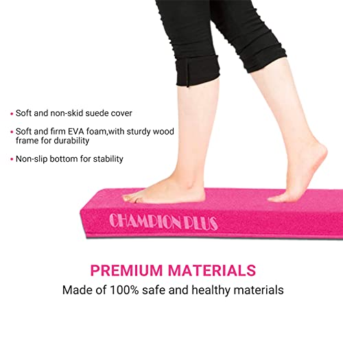 Championplus Balance Beam 8Ft Extra Firm Suede Cover Floor Folding Gymnastics Equipment With Carry Bag For Home For Kids (Pink) #TOP4