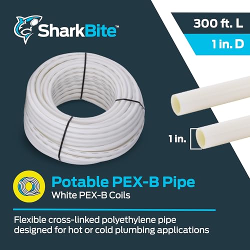 Image of SharkBite 1 Inch x 300 Feet White PEX-B, PEX Pipe Flexible Water Tubing for Plumbing, U880W300