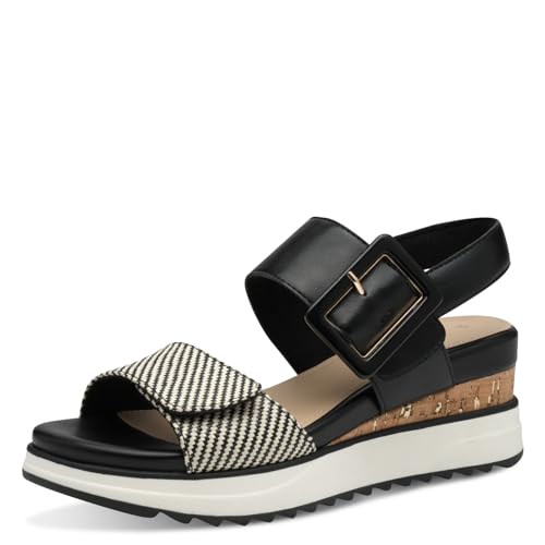 s.Oliver Damen 5-28705-44, Sandalias con cuña Mujer, Peine Negro, 37 EU
