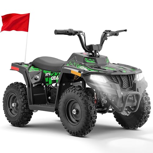 SUNDERWELL Electric ATV for Kids, 500W 36V Electric 4 Wheeler 12/15MPH Adjustable Speed, Electric Quad with Double Shock Absorption and Disc Brake,Capable of Bearing 143 lbs (Green02)