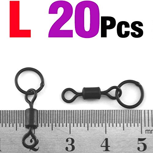 MNFT 20Pcs Ring Swivel Carp Coarse Fishing Terminal Tackle Length L