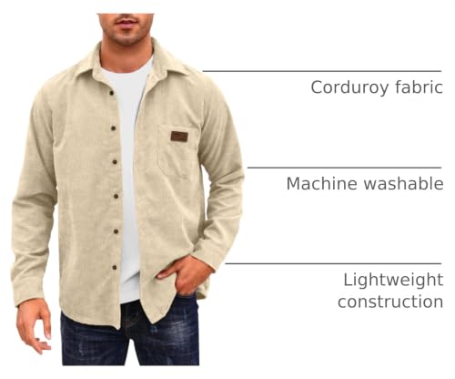 Image of Comdecevis Men's Corduroy Shirt Long Sleeve Shacket