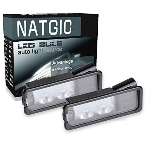 NATGIC DC12V White Car LED License Plate Light Used For VW/Golf MK4 MK6 MK7/Porsche/Polo AW 6R/Passat B7 CC Scirocco 35D 943 021 Universally Led Driving Lamp,RV Camper Lamp Boat Lamp(Pack Of 2) Cover