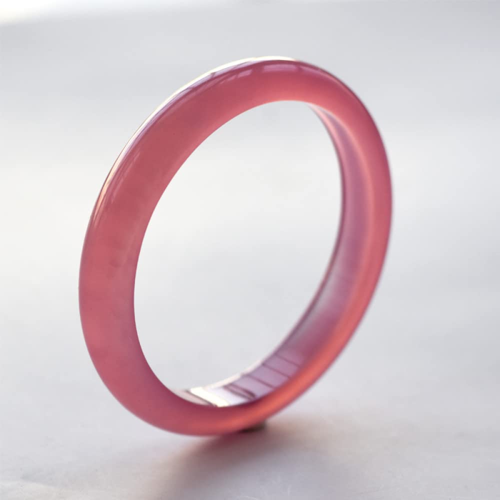 SnamicE Women's Jade Bangle Bracelet, Pink Chalcedony Bangle, Women's Medium-Width Jade Bracelet, Bring Good Luck, for Women, for Girlfriend, for Friend, with Jewelry Box, 54-62mm,56mm