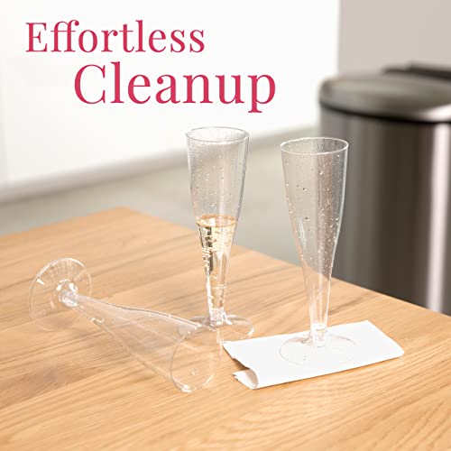 Prestee 100 Champagne Flutes Plastic | Disposable Champagne Flute | Silver Glitter Plastic Champagne Glasses Disposable | Mimosa Bar, Wedding, & Shower Party Supplies | Plastic Party Glasses (Silver) #TOP5