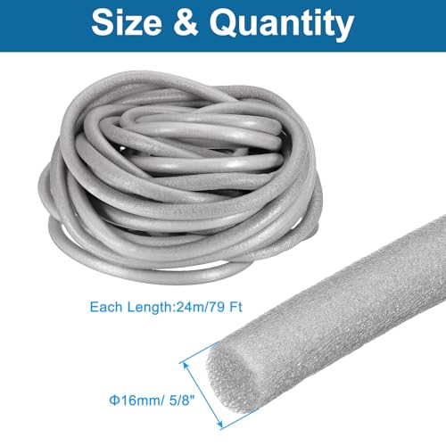 Image of PATIKIL 5 /8 inch x 79 ft Foam Backer Rod, Foam Caulk Saver Concrete Expansion Joint Filler Weather Strip for Sealing Concrete Gaps, Crack Joint Sealer, Grey