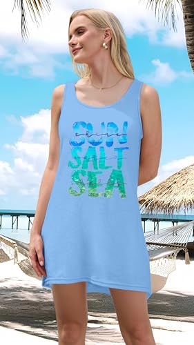 Image of Sun Salt Sea Summer Tank Dress for Women 2026 Beach Dresses Vacation Graphic Dress Hawaiian Tank Dresses