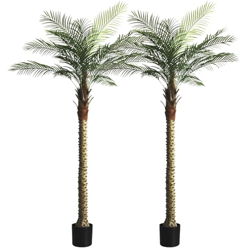 2 Pack Artificial Sago Palm Tree 8ft - Realistic Fake Sago Palm Plants for Indoor/Outdoor Decor...
