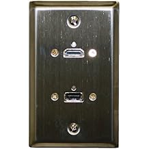 Stainless Steel HDMI + USB 3.0 Feed Thru Wall Plate - Philmore 75-640
