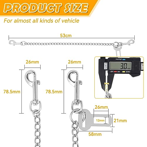 EFUTURETIME Bissfeste Hundeleine Kette 53cm, Hundegurt Kurz fürs Auto Rückbank, Sicherheitsgurt Hund Hundeanschnaller Edelstahl 304, Hundeleine Kausicher für Kleine/Große Hunde, Katzen