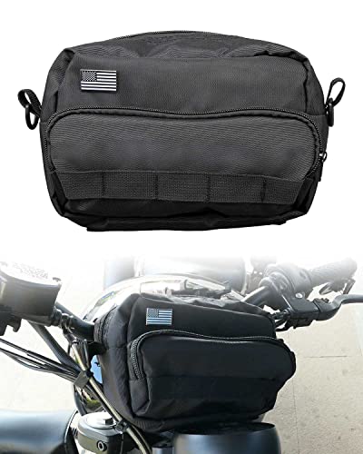 TIKSCIENCE Bolsa de manillar de motocicleta, bolsa de manillar de motocicleta, bolsa universal para manillar de bicicleta Harley, bolsa universal para horquilla, para Cruiser, Softail, Dyna,