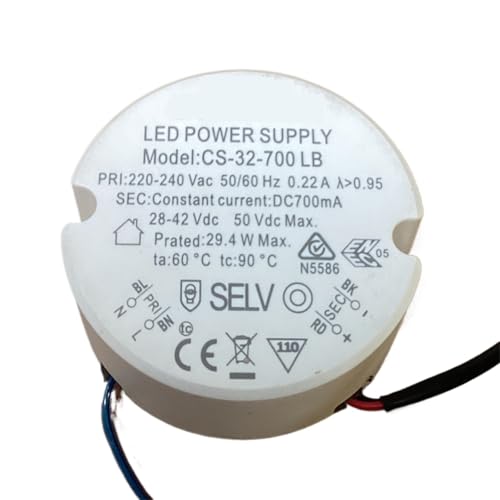 30W 700mA Round LED Driver No Flicker-Quiet Operation Constatant Current LED Transformer for Suface...