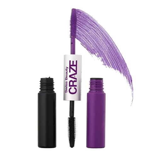 Swiss Beauty Craze It’s Extraa Dual Non -Flaky Mascara | With Silicon Brush | Lengthening & Curling Non- smudging Mascara | Shade- Feeling Purple, 10gm