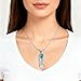 Turquoise Feather Pendant Necklace in Sterling Silver 925 & Genuine Gemstones (20