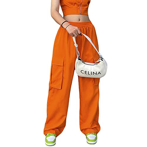 RUEWEY Women Cargo Pants Wide Leg Pants Vintage Y2K Baggy Jogger Loose Fit Trousers with Pockets4