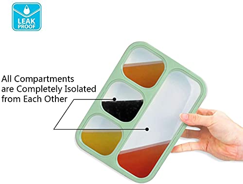 Image of ORPIO (LABEL) 4 Compartment Plastic Bento Leak-Proof Picnic Food Container BPA-Free Microwave and Dishwasher Safe with Spoon School Office Picnic Outdoor Tiffin Box