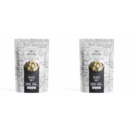 Image of Mr. Makhana Roasted Makhana and Foxnuts | Healthy Snacks | Gluten Free | MSG Free | Antioxidant | Rich Calcium | Zero Trans Fat | Zero cholesterol (Black Salt) (Pack of 2)