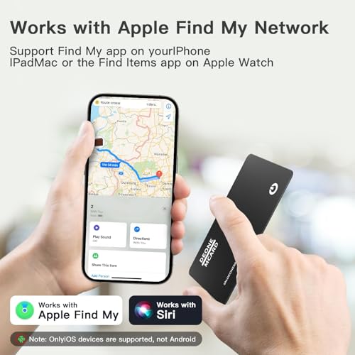 Image of Wallet Tracker Card, Wallet Tracker Compatible with Find My (iOS Only), Ultra Thin Item Finder for Wallet, Luggage Tag, Passport etc, IPX7 Waterproof (Black)