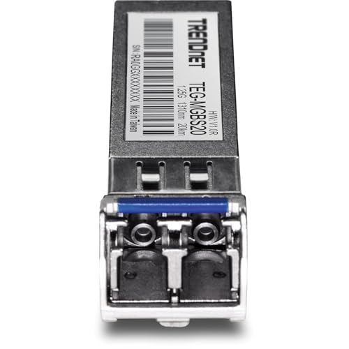 Image of TRENDnet SFP Single Mode LC Module (20km / 12.4 mi), TEG-MGBS20, Data Rates up to 1.25Gbps, 1310nm Single Mode, IEEE 802.3z Gigabit Ethernet, ANSI Fiber Channel Compliant, Lifetime Protection