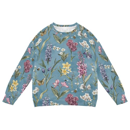 JUNZAN Flowers Hyacinths Butterflies Blue Kids Boys Hoodie Sweatshirt Fleece Kids Hoodies Boys Sports 4T - Main Image
