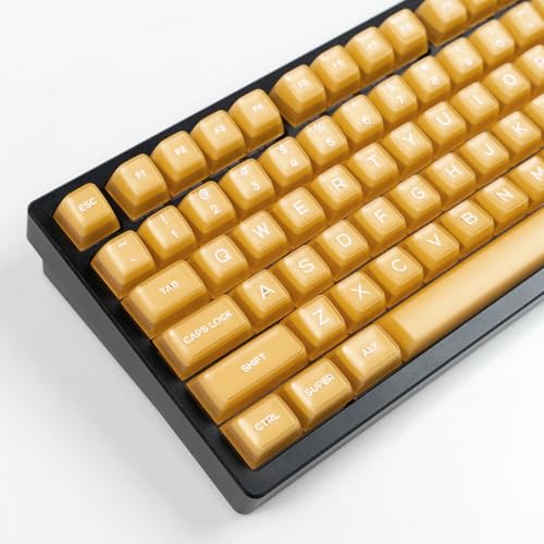 Image of Sumgsn 142 Keys PBT Doubleshot Transluent Keycaps Yellow SA Profile Keycaps Set Fit for 61 /64 /87 /104 /108 Cherry Mx Switches Mechanical Keyboard