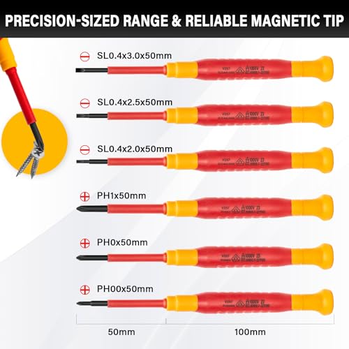 Image of HAUTMEC 6pc Mini Insulated Precision Screwdriver Set with Magnetic Tips