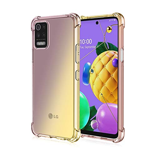 Dedux Funda para LG K52/K62, [Refuerzo de Cuatro Esquinas] Carcasa Gradiente Transparente TPU Suave Funda Case (Negro/Dolado)