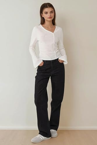 Hiccup Asymmetrical Neck Textured Waffle Blouse3