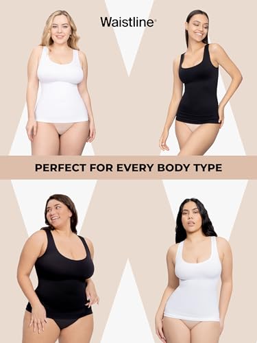 WAISTLINE Women's Compression Tank Top with Wide Straps - Shapewear Camisole for Women - Body Shaper Cami for Tummy Control
