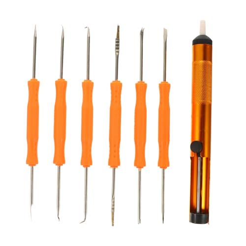 MUCKLILY 1set Welding Soldering Desoldering Wick Solder Kit Soldering Tools Solder Auxiliary Tool Desoldering Tool Solder Sucker Desoldering Pump Desoldering Vacuum Pump Aluminum Orange 6pcs