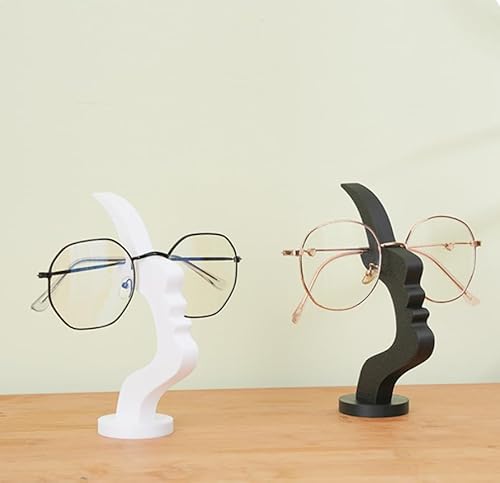 Generisch Abstract Face Design Brillenhalter & Sonnenbrillen-Regal - 3D-Druck künstlerische Dekoration für Home Office, Brillenorganizer für Männer und Frauen (2er-Pack) (Schwarz, Weiß)