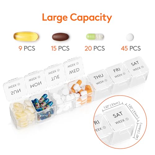 Image of Lifewit Monthly Pill Organizer Once a Day, 28 Day Pill Box, Clear, 28 Grids