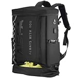 [AOSLE] リュック メンズ リュック 大容量 底部拡張30-35L 15.6インチPC 反射ストリップ付き USB充電ポート付き 旅行 修学 防災 防水 登山 通勤 多機能 通気性 A4収納 靴/弁当収納 (A381, PU ブラック【贅沢なエボニー】)