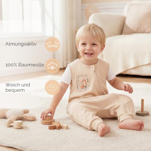 Yoofoss 2er Pack Baby Schlafsack mit Füßen 0.5 Tog 100% Baumwolle Schlafsack Baby mit Beinen Sommer Babyschlafsack für 3-4 Jahre Kinder… – Ansicht 3