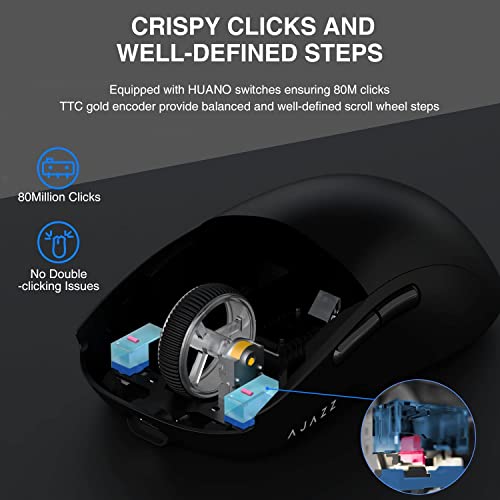 Wireless Gaming Mouse,26K Paw3395 Sensor,59G Ultra Lightwieght Rechargeable Usb Wireless Mouse,80 Million Clicks,40Hrs Battery Life,Pc Gaming Mice With 6 Macro Buttons For Windows Pc Gamer Ps4 Black #TOP4