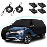 BETERNY for VW Atlas/Cross Sport (2017-2025) Waterproof Car Cover, 6 Layers 210T Sun Rain UV Dust Snow Protection Outdoor Atlas Full Car Cover with Windproof Gust Strap and Zipper Door-Black