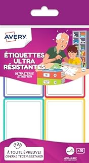 Avery - 16 selbstklebende weiße Etiketten mit klassischem farbigem Rand, Format 44 x 64 mm