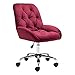 HomeRoots Electroplated Steel & MDF Extra Comfy Red Velvet Rolling Office Chair