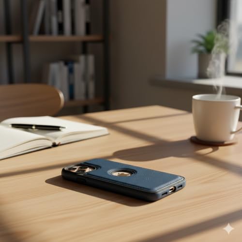 Image of Leather Case for Apple iPhone 12 Pro Max Premium Protective Stylish Slim Cover with Shockproof Raised Edges Blue