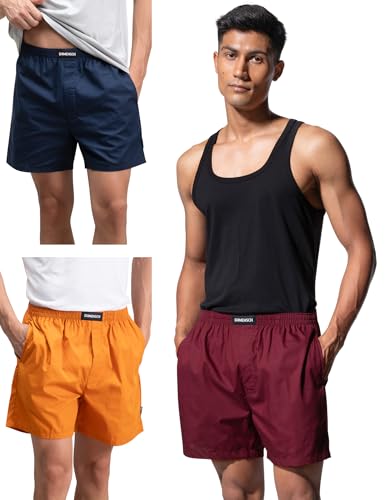 Image of DAMENSCH Men Solid Pure Cotton Breeze Ultralight Inner Boxers (Pack of Assorted Colours I Color & Print May Vary)