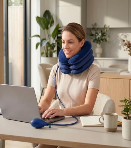 Image of Enclave Neck Pain Relief Relaxer, Cervical Neck Traction Device and Collar Brace for Cervical Spine Alignment Chiropractic Pillow Stretcher 3 Layer Neck Relaxer (Blue)