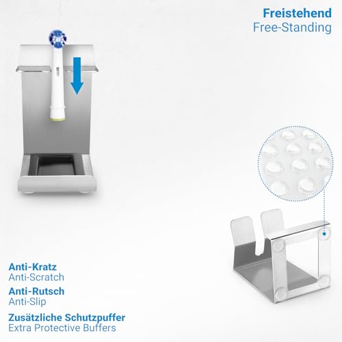 Miniatura 5 de Siegvoll Soporte De Cepillo De Dientes De Acero Inoxidable Para Oral-B, Io, Philips Sonicare, Etc. Soporte De Cepillo De Dientes Con Bandeja De Colección Y Soporte Para Cabezal De Cepillo De Dientes