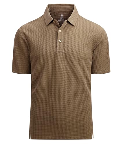 Alex Vando Mens Bubble Jacquard Polo Shirt Super Stretch Short Sleeve Polo Shirts for Men