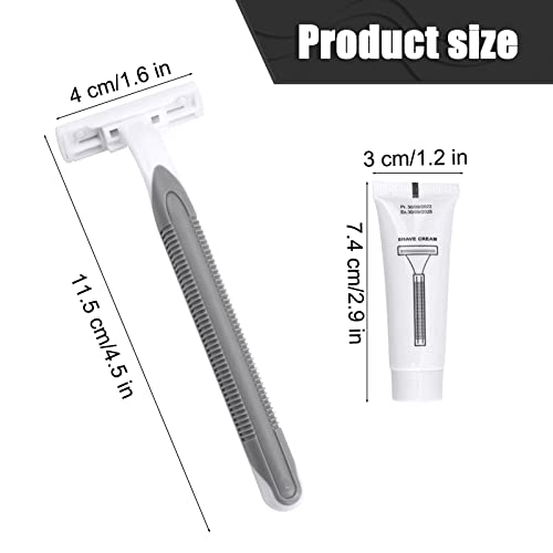 Disposable Razors In Bulk Pack Of 30,Gray Bulk Razors Disposable Individually Wrapped Twin Blade Disposable Shaving Razors With Shaving Cream And Clear Cap Set For Homeless,Hotel,Charity,Travel #TOP4