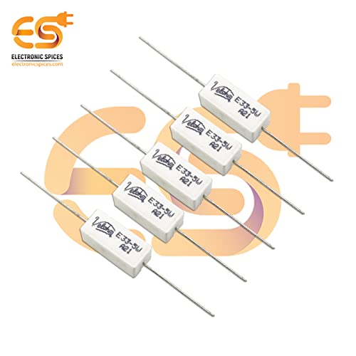 Image of 33 Ohm (Ω) 5 Watt Fusible Ceramic Cement Power Resistor Pack of 5pcs