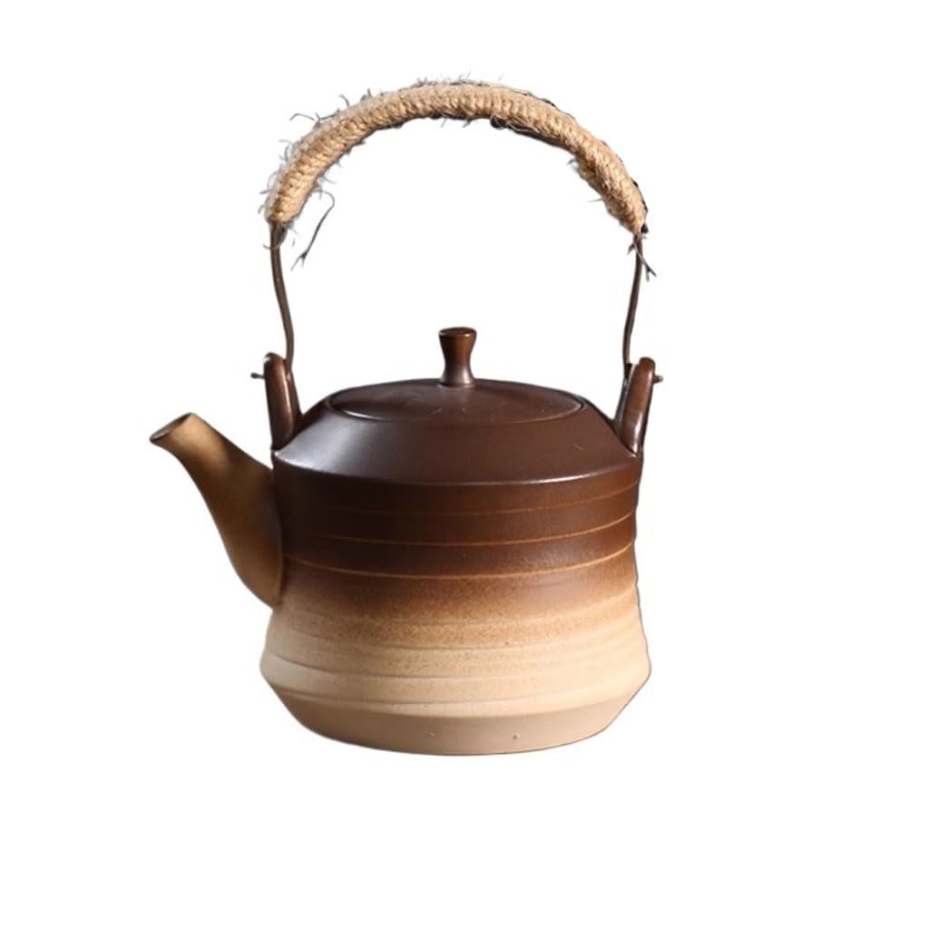 FJQFHH Japanese ceramic tea pot, Ceramic Teapot Retro Chinese Style Household Carbon Stove Dry Burning(A)