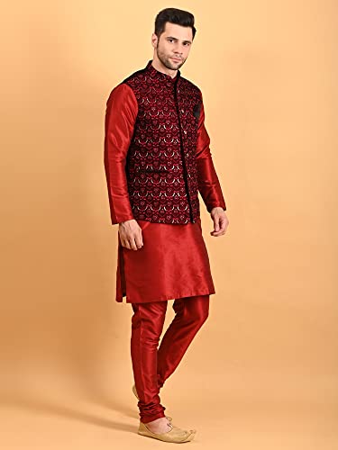 Image of Uri and MacKenzie Men's Silk Blend Kurta Pajama with Designer Ethnic Nehru Jacket /Modi Jacket